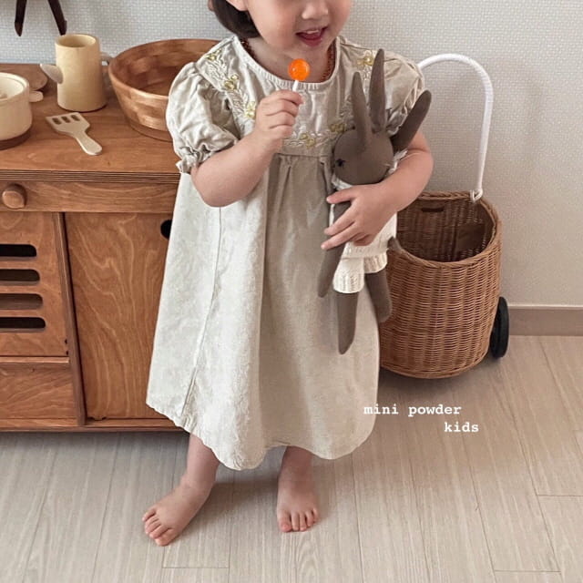 MINI POWDER - Korean Children Fashion - #Kfashion4kids - Linen Embroidery One-piece - 8