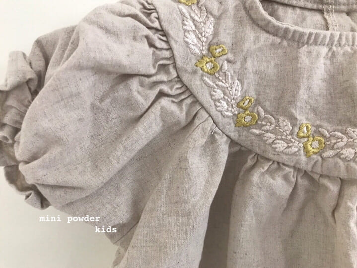 MINI POWDER - Korean Children Fashion - #Kfashion4kids - Linen Embroidery One-piece - 9