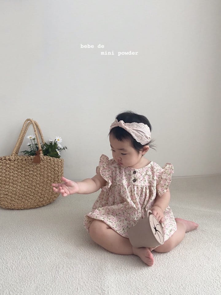 MINI POWDER - Korean Children Fashion - #Kfashion4kids - Linen Flower Bodysuit - 3