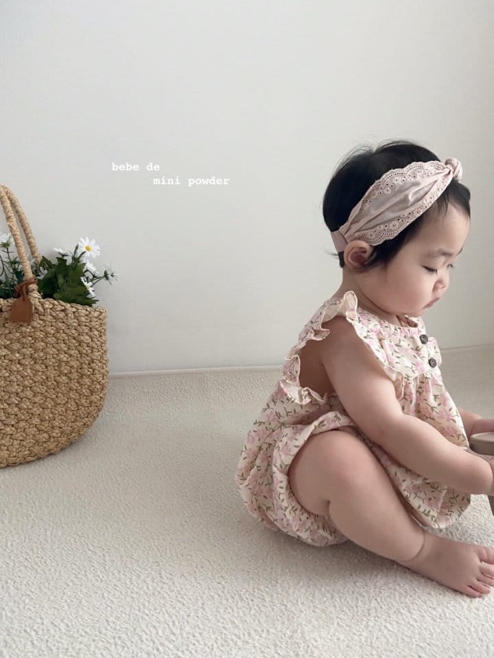MINI POWDER - Korean Children Fashion - #Kfashion4kids - Linen Flower Bodysuit - 4