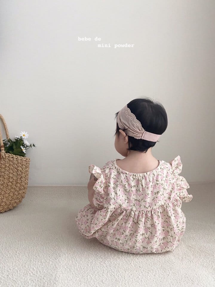 MINI POWDER - Korean Children Fashion - #Kfashion4kids - Linen Flower Bodysuit - 5
