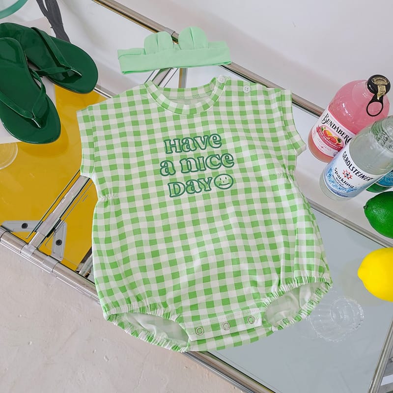 MOS BEBE - Korean Children Fashion - #Kfashion4kids - Nice Check Bodysuit - 3