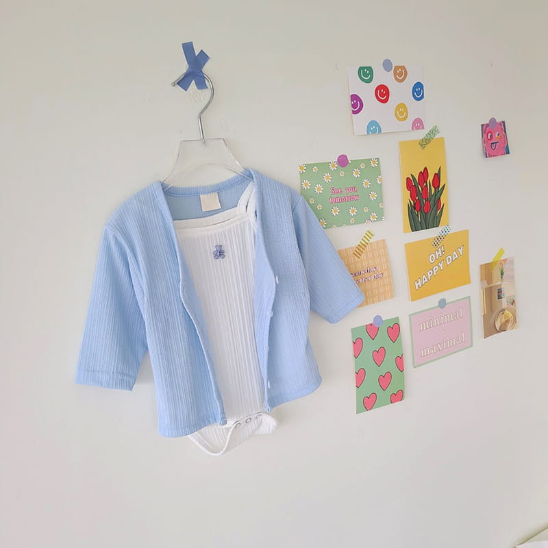 MOS BEBE - Korean Children Fashion - #Kfashion4kids - Belly Bodysuit Cardigan Set - 3
