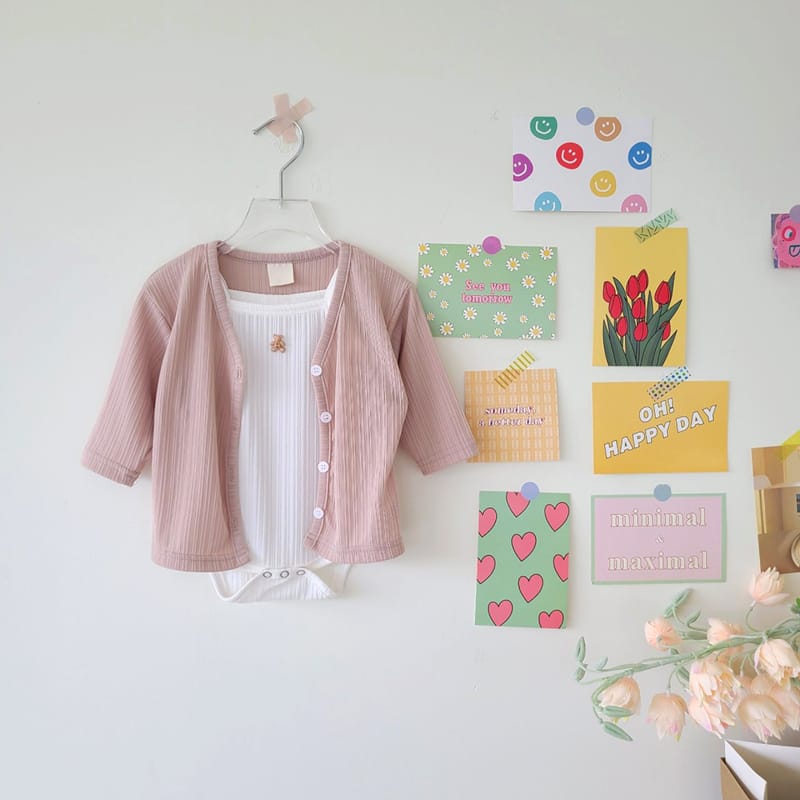MOS BEBE - Korean Children Fashion - #Kfashion4kids - Belly Bodysuit Cardigan Set - 5