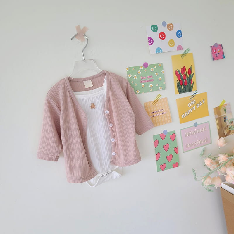 MOS BEBE - Korean Children Fashion - #Kfashion4kids - Belly Bodysuit Cardigan Set - 6