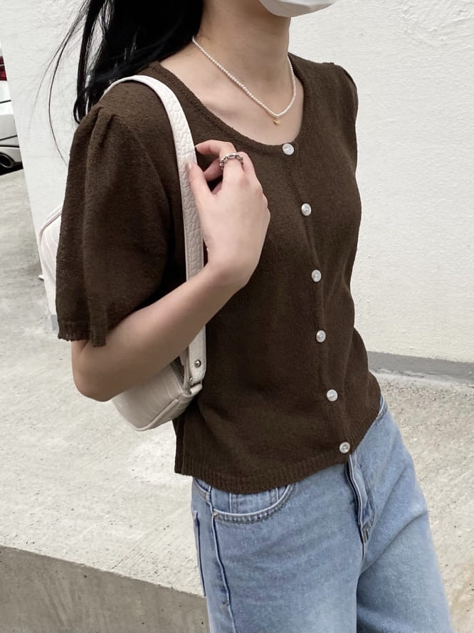 MSTORY - Korean Children Fashion - #Kfashion4kids - Shirring Short Sleeves Cardigan - 2