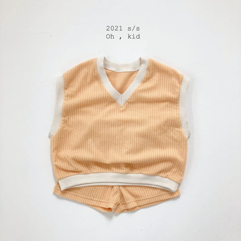 OH KID - Korean Children Fashion - #Kfashion4kids - Summer Cream Sleeveless Bottom Set - 2