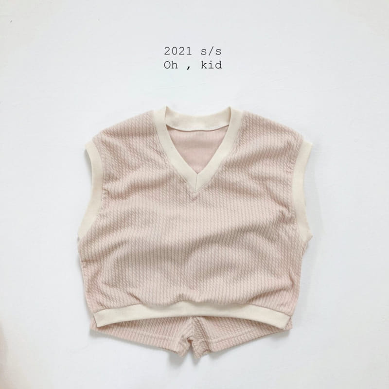 OH KID - Korean Children Fashion - #Kfashion4kids - Summer Cream Sleeveless Bottom Set - 3