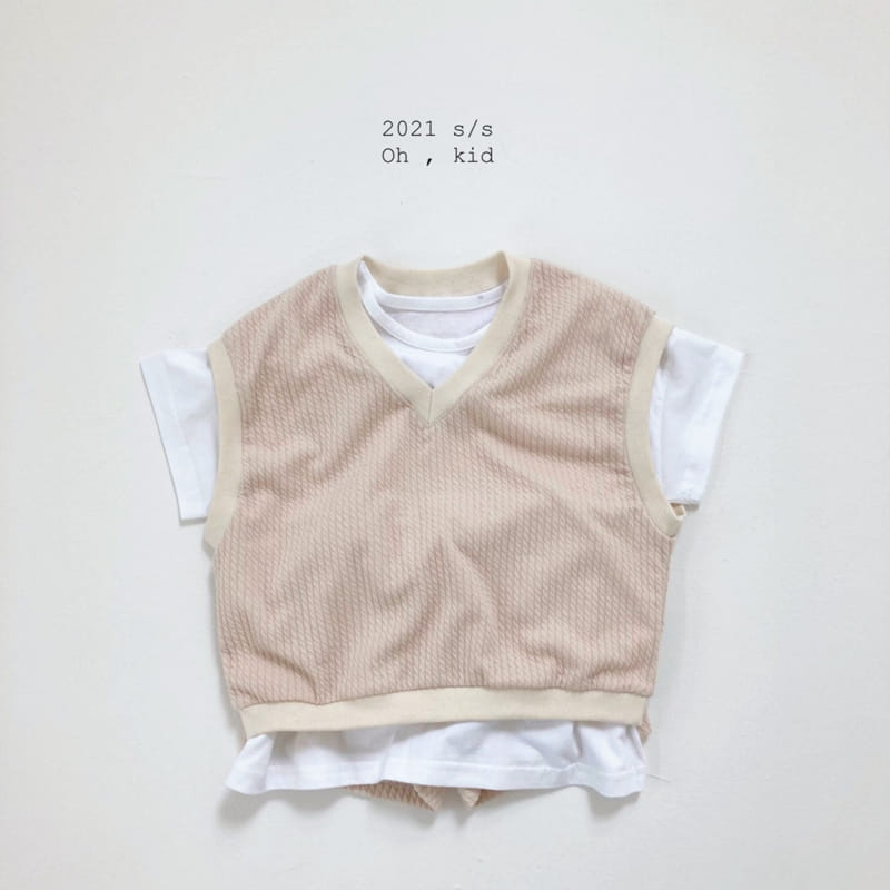 OH KID - Korean Children Fashion - #Kfashion4kids - Summer Cream Sleeveless Bottom Set - 6