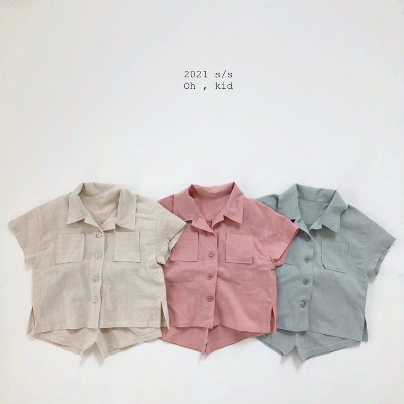 OH KID - Korean Children Fashion - #Kfashion4kids - Linen Top Bottom Set