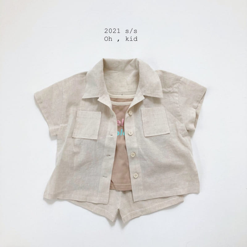 OH KID - Korean Children Fashion - #Kfashion4kids - Linen Top Bottom Set - 2