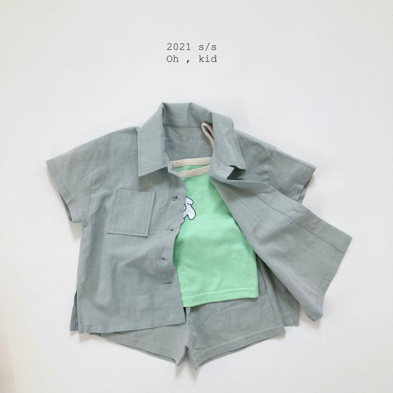 OH KID - Korean Children Fashion - #Kfashion4kids - Linen Top Bottom Set - 4