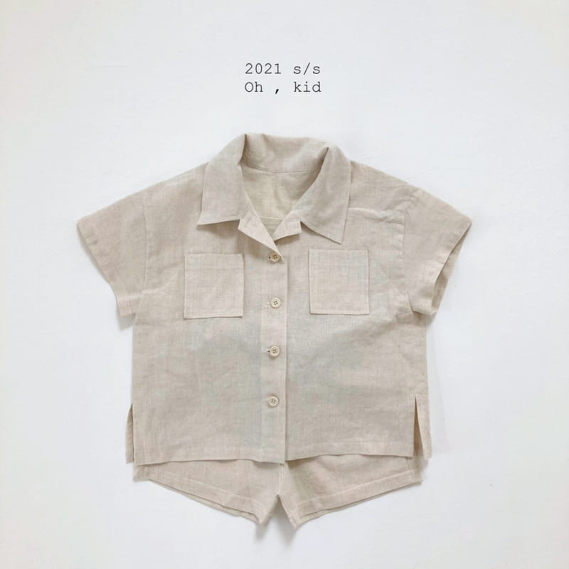 OH KID - Korean Children Fashion - #Kfashion4kids - Linen Top Bottom Set - 6