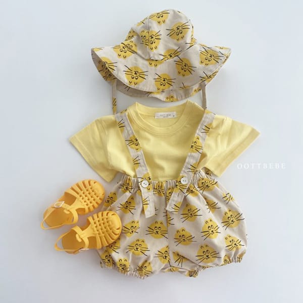OOTT BEBE - Korean Children Fashion - #Kfashion4kids - Aing Dungarees with Bucket Hat - 2
