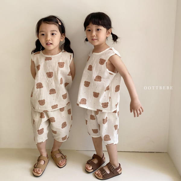 OOTT BEBE - Korean Children Fashion - #Kfashion4kids - Bear Top Bottom Set - 10