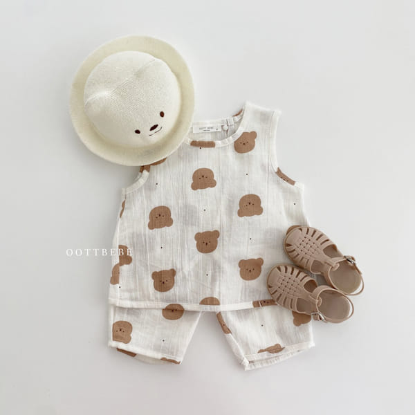OOTT BEBE - Korean Children Fashion - #Kfashion4kids - Bear Top Bottom Set - 12