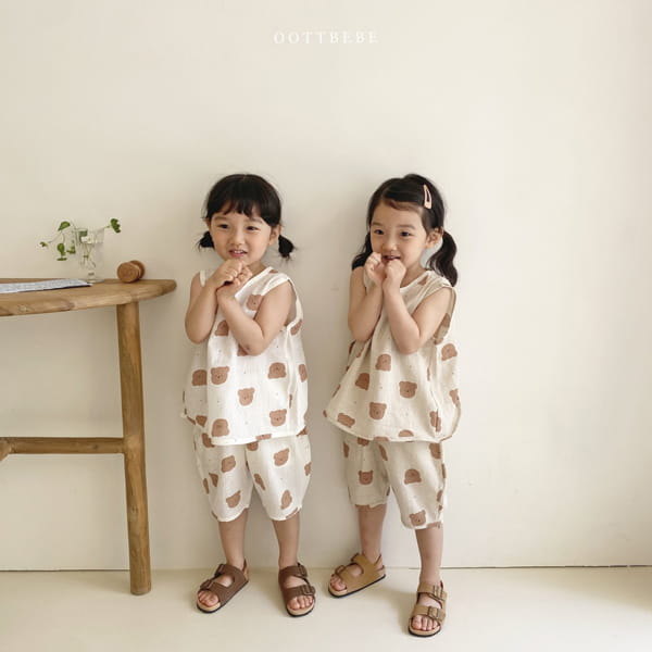 OOTT BEBE - Korean Children Fashion - #Kfashion4kids - Bear Top Bottom Set - 6
