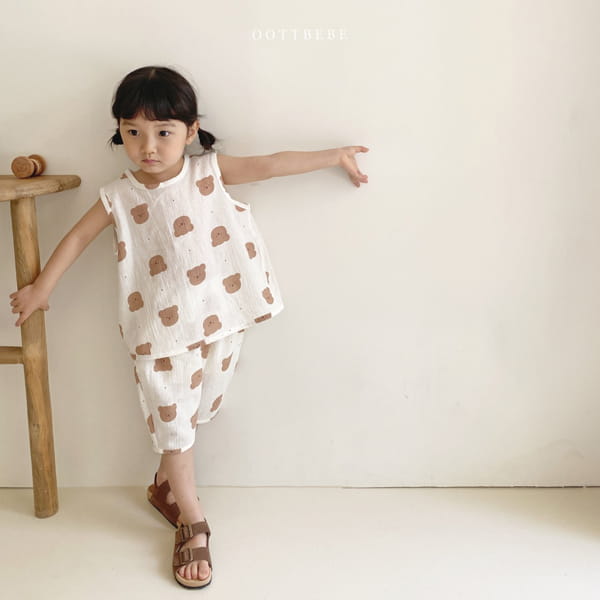 OOTT BEBE - Korean Children Fashion - #Kfashion4kids - Bear Top Bottom Set - 7