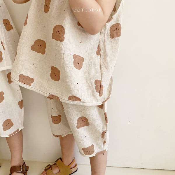 OOTT BEBE - Korean Children Fashion - #Kfashion4kids - Bear Top Bottom Set - 8