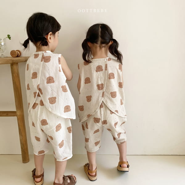 OOTT BEBE - Korean Children Fashion - #Kfashion4kids - Bear Top Bottom Set - 9