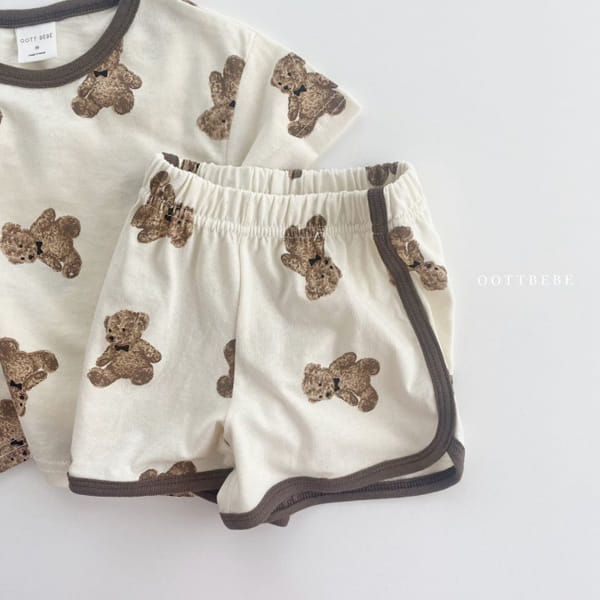 OOTT BEBE - Korean Children Fashion - #Kfashion4kids - Bear Bear Top Bottom Set - 10