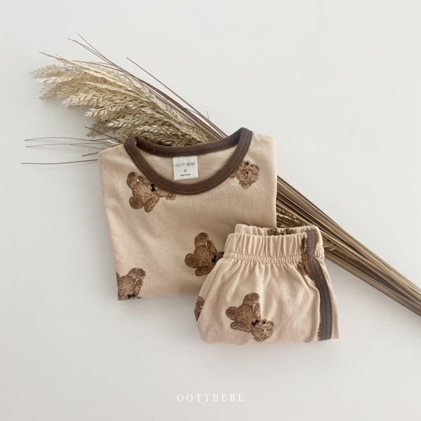 OOTT BEBE - Korean Children Fashion - #Kfashion4kids - Bear Bear Top Bottom Set - 3