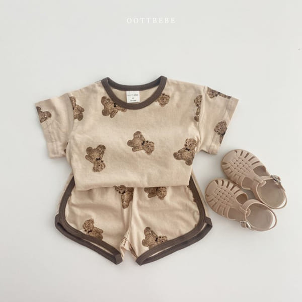OOTT BEBE - Korean Children Fashion - #Kfashion4kids - Bear Bear Top Bottom Set - 4