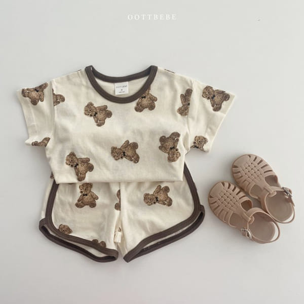 OOTT BEBE - Korean Children Fashion - #Kfashion4kids - Bear Bear Top Bottom Set - 5