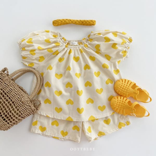 OOTT BEBE - Korean Children Fashion - #Kfashion4kids - Heart Cong Top Bottom Set - 12