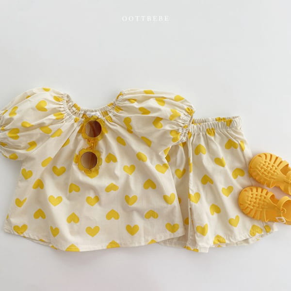 OOTT BEBE - Korean Children Fashion - #Kfashion4kids - Heart Cong Top Bottom Set - 4