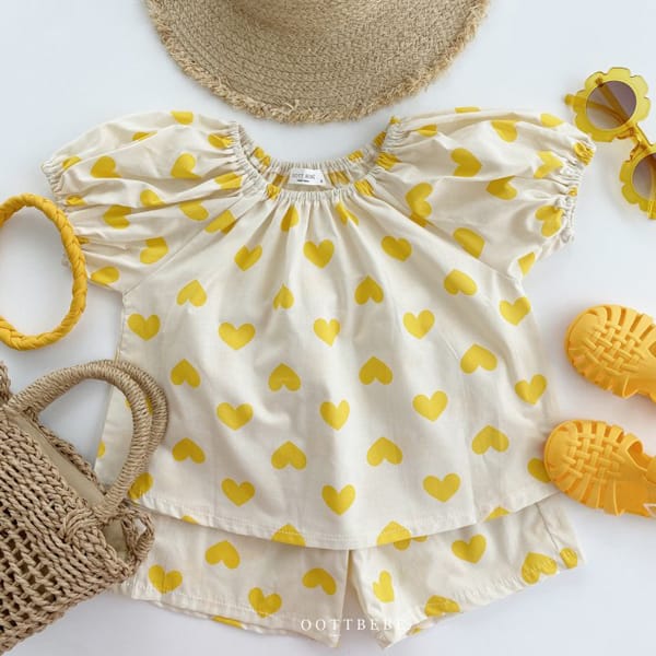 OOTT BEBE - Korean Children Fashion - #Kfashion4kids - Heart Cong Top Bottom Set - 7