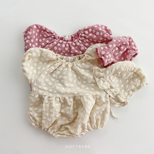 OOTT BEBE - Korean Children Fashion - #Kfashion4kids - Rose Bodysuit with Bonnet