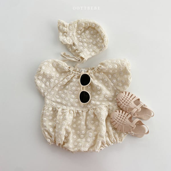 OOTT BEBE - Korean Children Fashion - #Kfashion4kids - Rose Bodysuit with Bonnet - 12