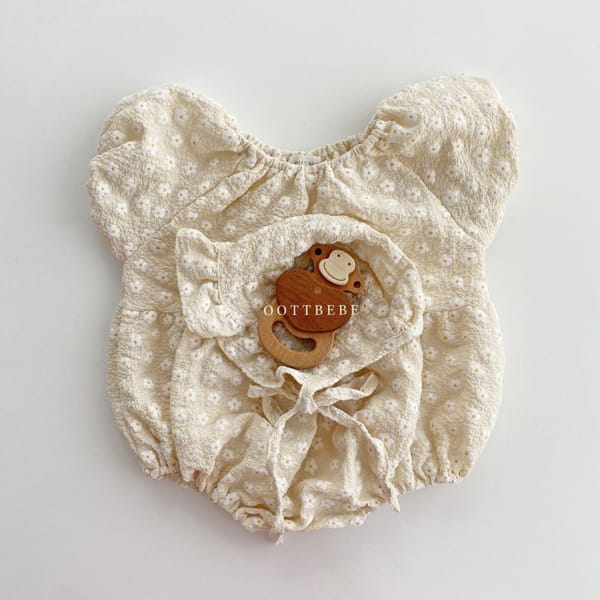 OOTT BEBE - Korean Children Fashion - #Kfashion4kids - Rose Bodysuit with Bonnet - 4