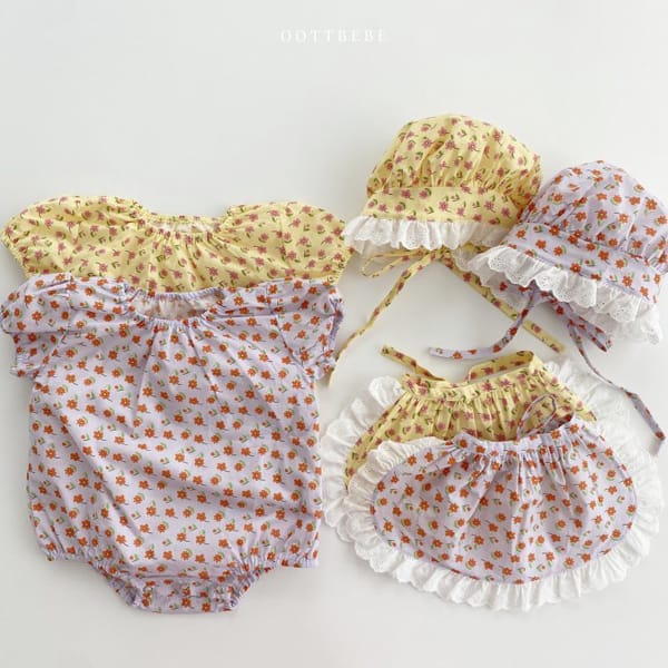 OOTT BEBE - Korean Children Fashion - #Kfashion4kids - Maria Bodysuit with Apron Bonnet - 11