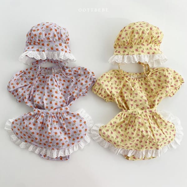 OOTT BEBE - Korean Children Fashion - #Kfashion4kids - Maria Bodysuit with Apron Bonnet - 12