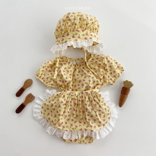 OOTT BEBE - Korean Children Fashion - #Kfashion4kids - Maria Bodysuit with Apron Bonnet - 3