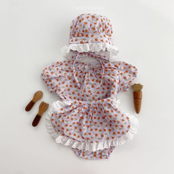 OOTT BEBE - Korean Children Fashion - #Kfashion4kids - Maria Bodysuit with Apron Bonnet - 4