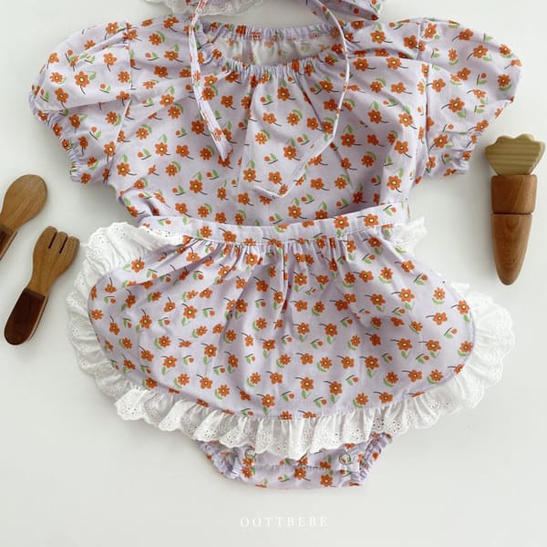 OOTT BEBE - Korean Children Fashion - #Kfashion4kids - Maria Bodysuit with Apron Bonnet - 8