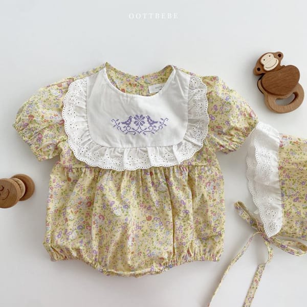OOTT BEBE - Korean Children Fashion - #Kfashion4kids - Lace Bodysuit with Bonnet - 4
