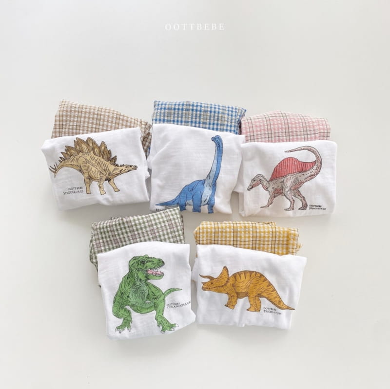 OOTT BEBE - Korean Children Fashion - #Kfashion4kids - Dinosaur Top Bottom Set