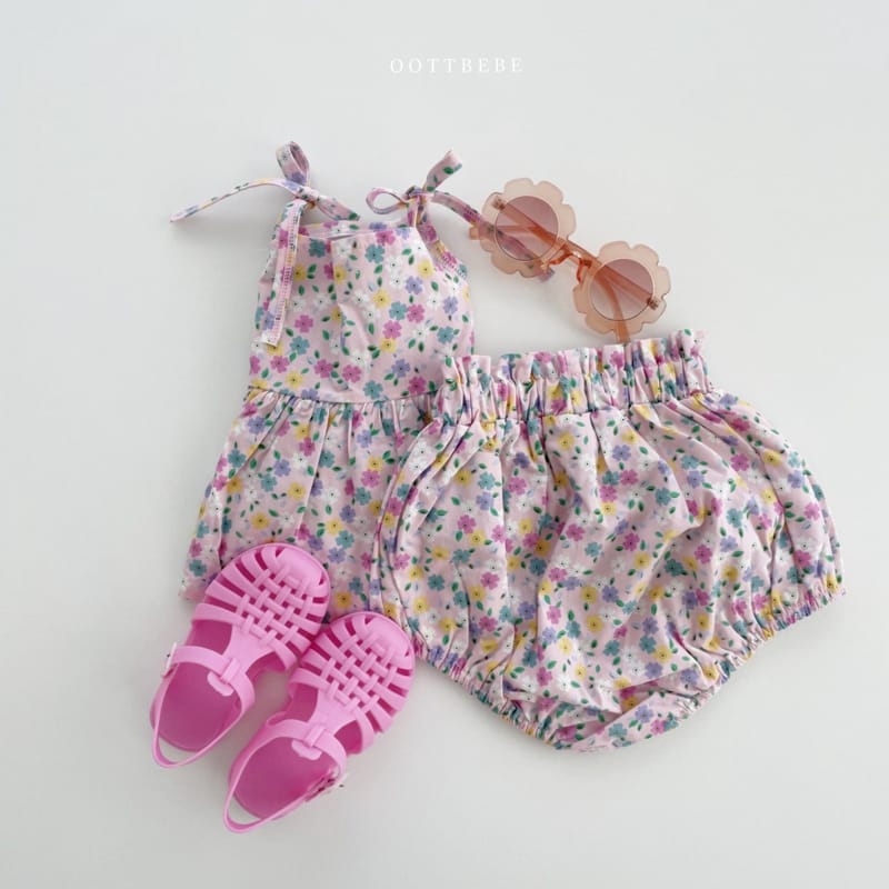 OOTT BEBE - Korean Children Fashion - #Kfashion4kids - Love Me Flower Top Bottom Set - 12