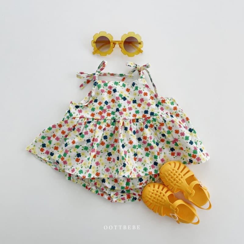 OOTT BEBE - Korean Children Fashion - #Kfashion4kids - Love Me Flower Top Bottom Set - 3
