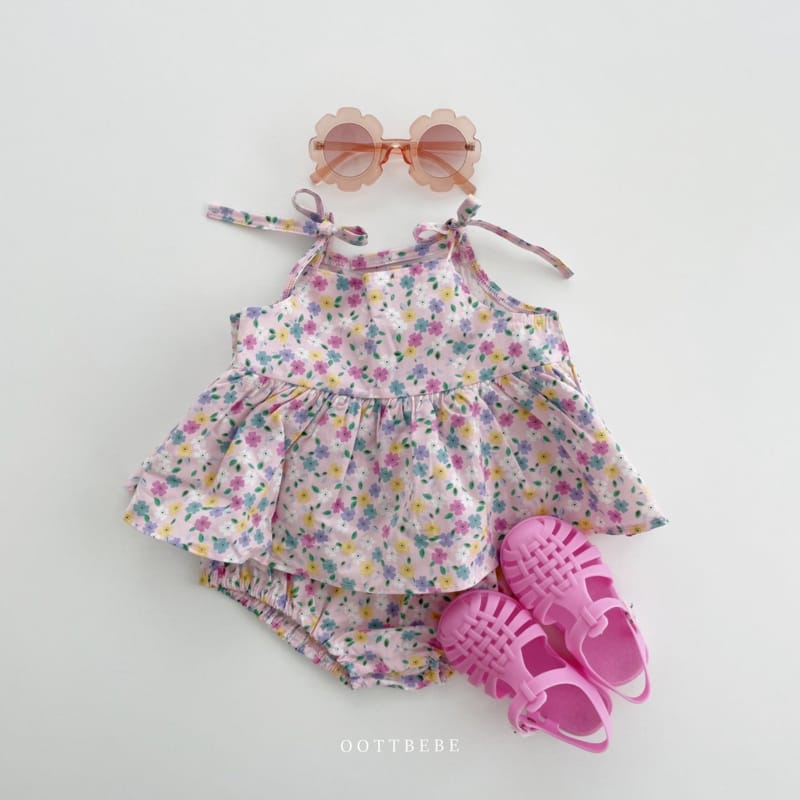 OOTT BEBE - Korean Children Fashion - #Kfashion4kids - Love Me Flower Top Bottom Set - 4