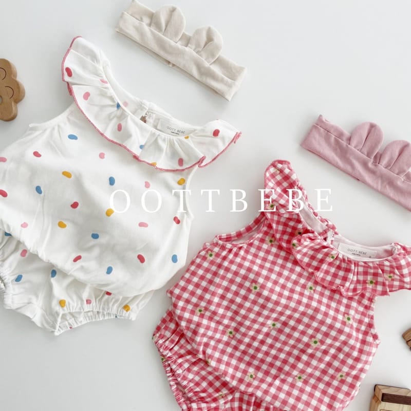 OOTT BEBE - Korean Children Fashion - #Kfashion4kids - Pong Pong Sleeveless Top Bottom Set - 5