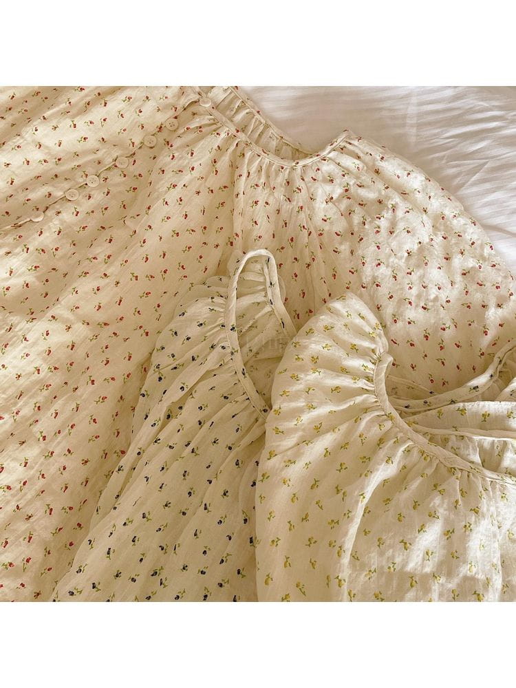OSENSE - Korean Children Fashion - #Kfashion4kids - Pong Pong Small Flower Blouse - 4