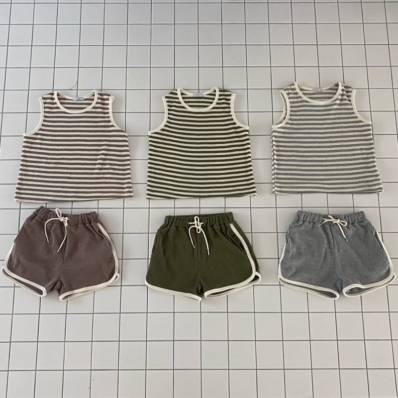 OUR - Korean Children Fashion - #Kfashion4kids - Waffle Sleeveless Bottom Set - 2