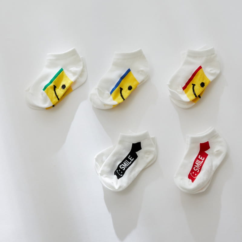 PAUL & J - Korean Children Fashion - #Kfashion4kids - Smile Socks [set of 5]