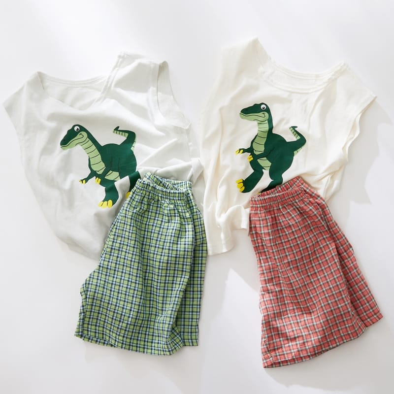PAUL & J - Korean Children Fashion - #Kfashion4kids - Dino Top Bottom Set