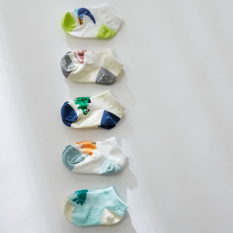 PAUL & J - Korean Children Fashion - #Kfashion4kids - Dino Socks [set of 5]